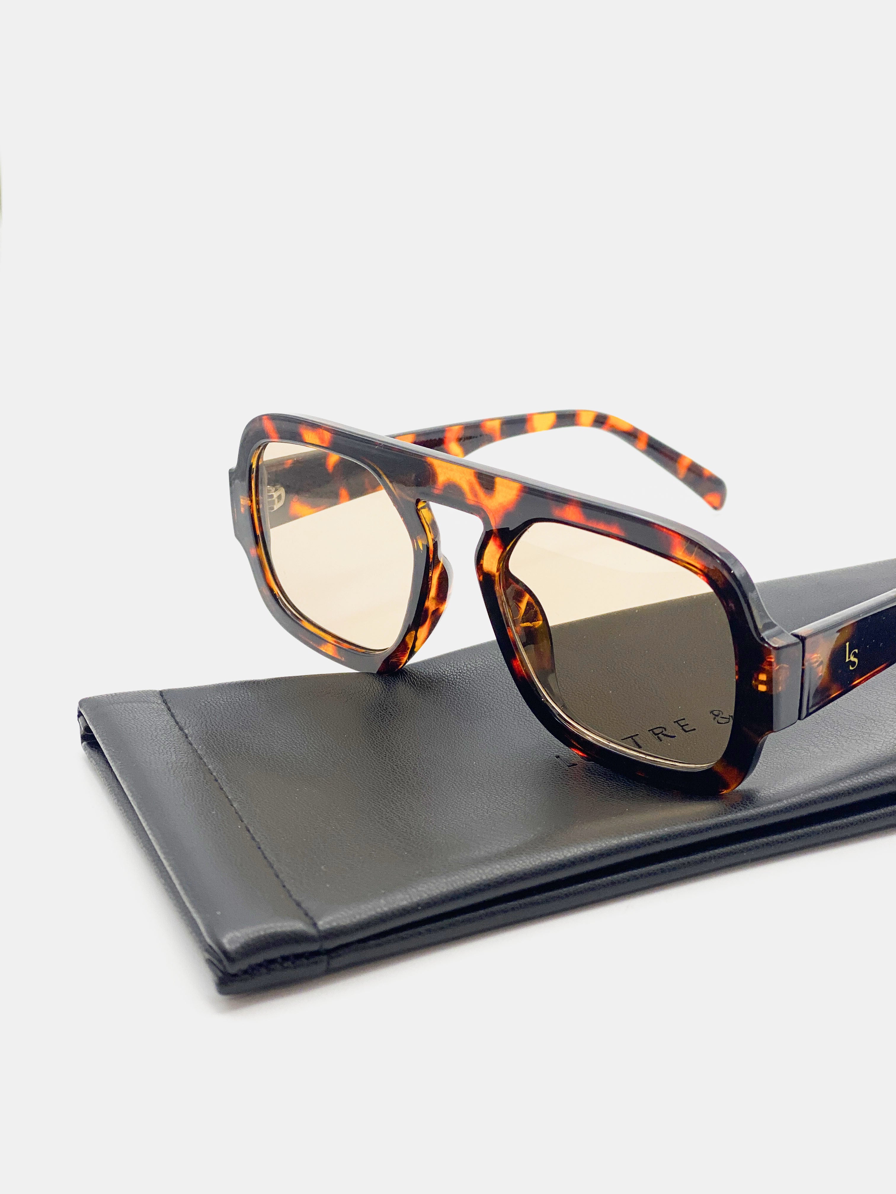 Retro Aviator Sunglasses - Dark Tort