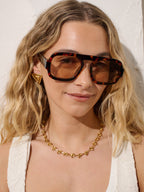 Retro Aviator Sunglasses - Dark Tort