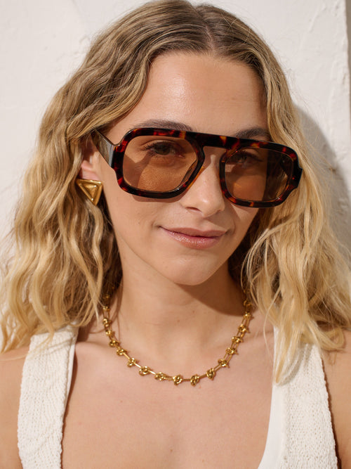 Retro Aviator Sunglasses - Dark Tort