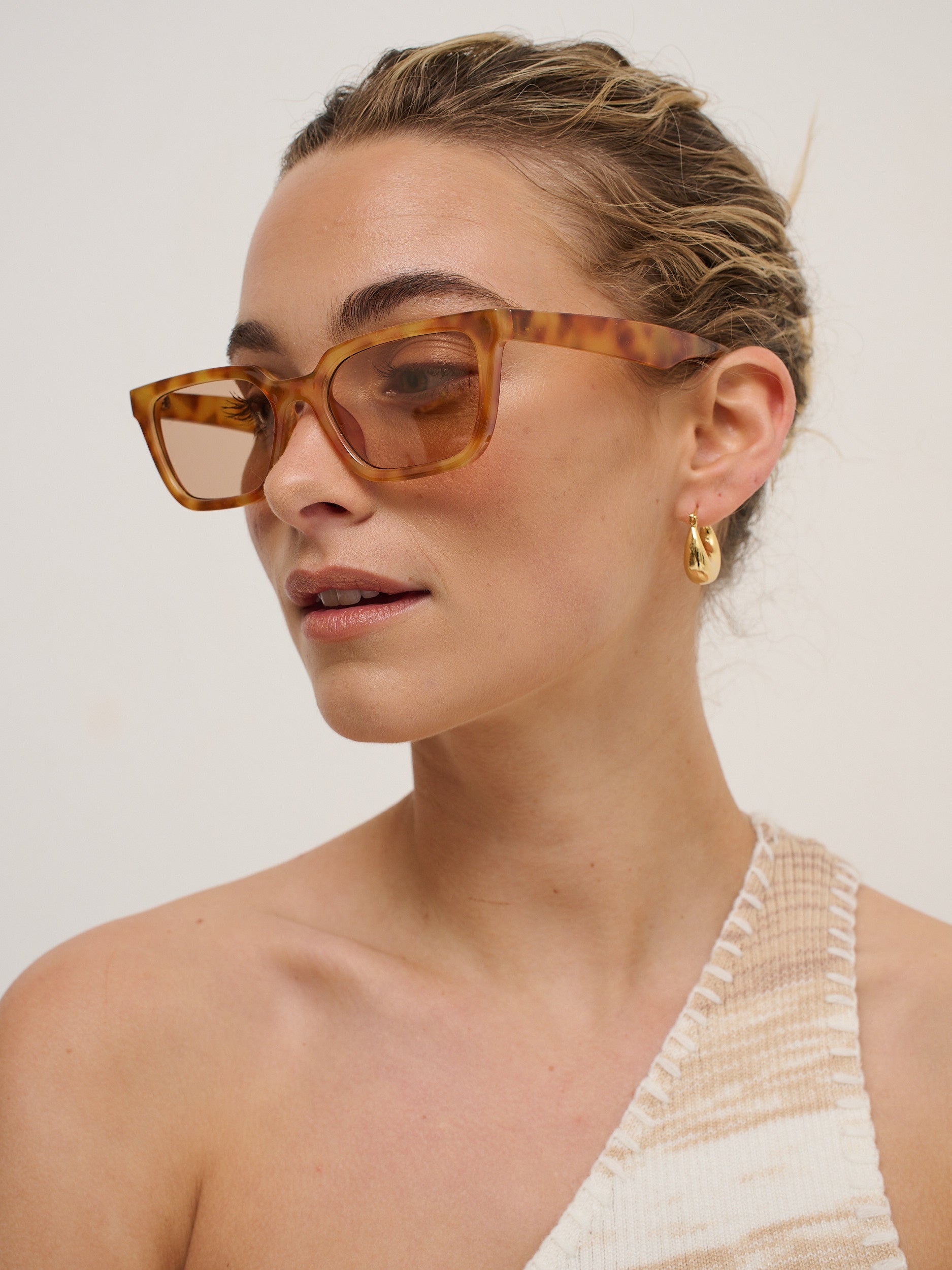 Kitty Rectangular Sunglasses - Vintage Tort
