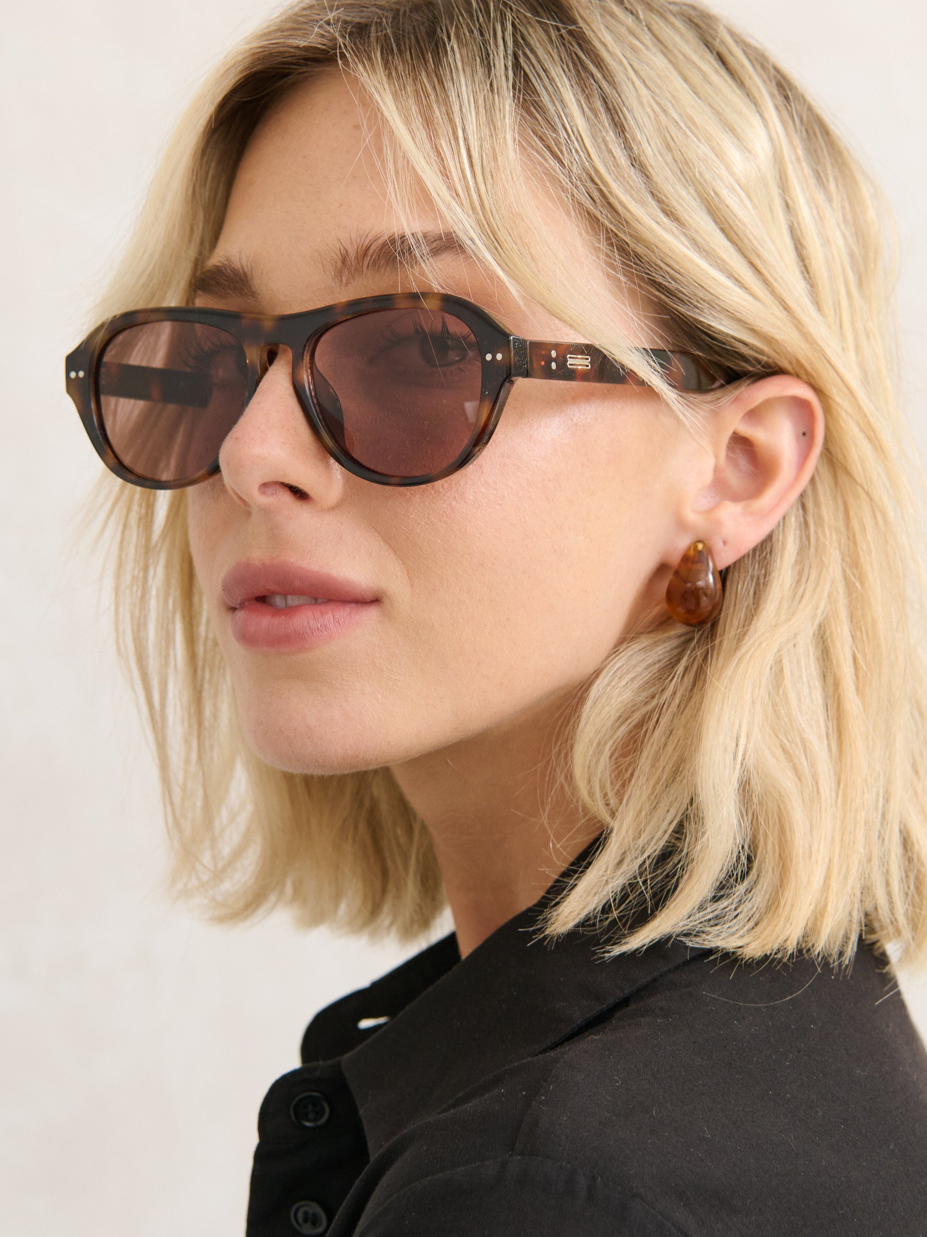 Blanc Round Frame Sunglasses - Dark Tort