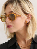 Blanc Round Frame Sunglasses - Vintage Tort
