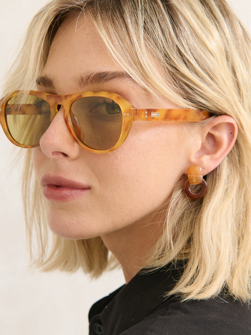 Blanc Round Frame Sunglasses - Vintage Tort
