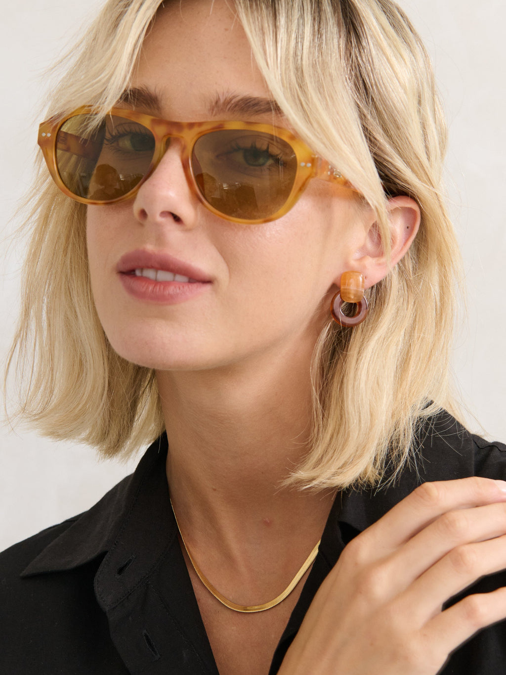 Blanc Round Frame Sunglasses - Vintage Tort