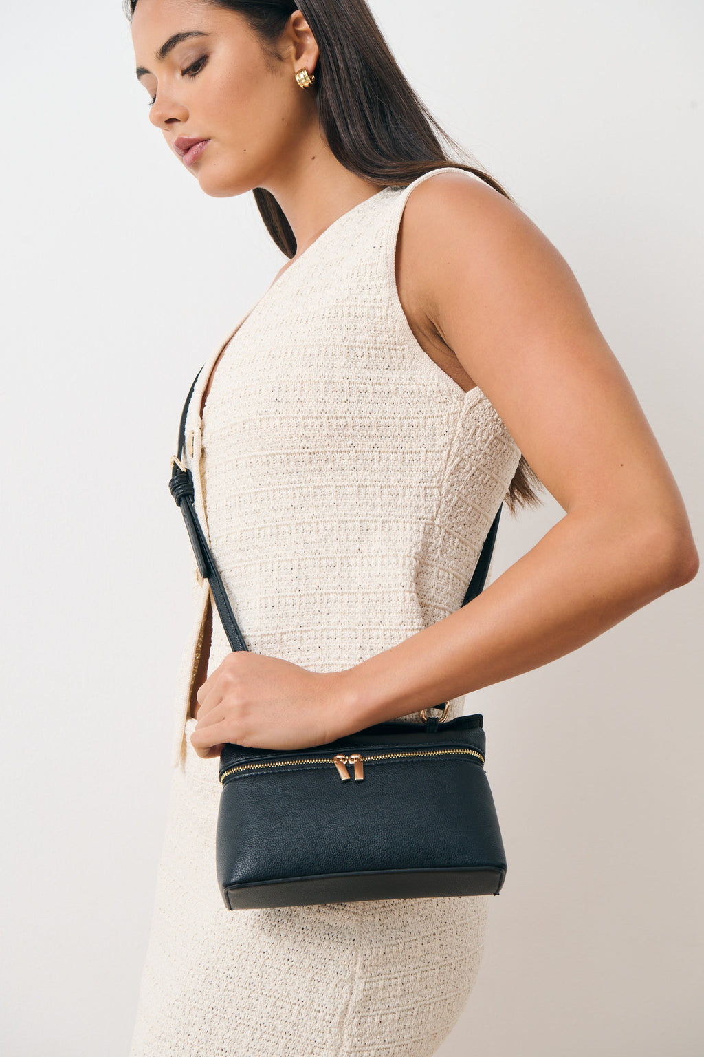 Thalia Top Handle Crossbody Bag - Black