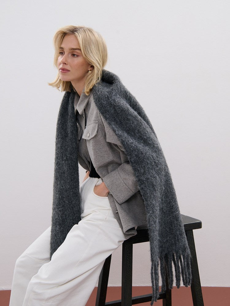 Betty Fluffy Scarf - Charcoal