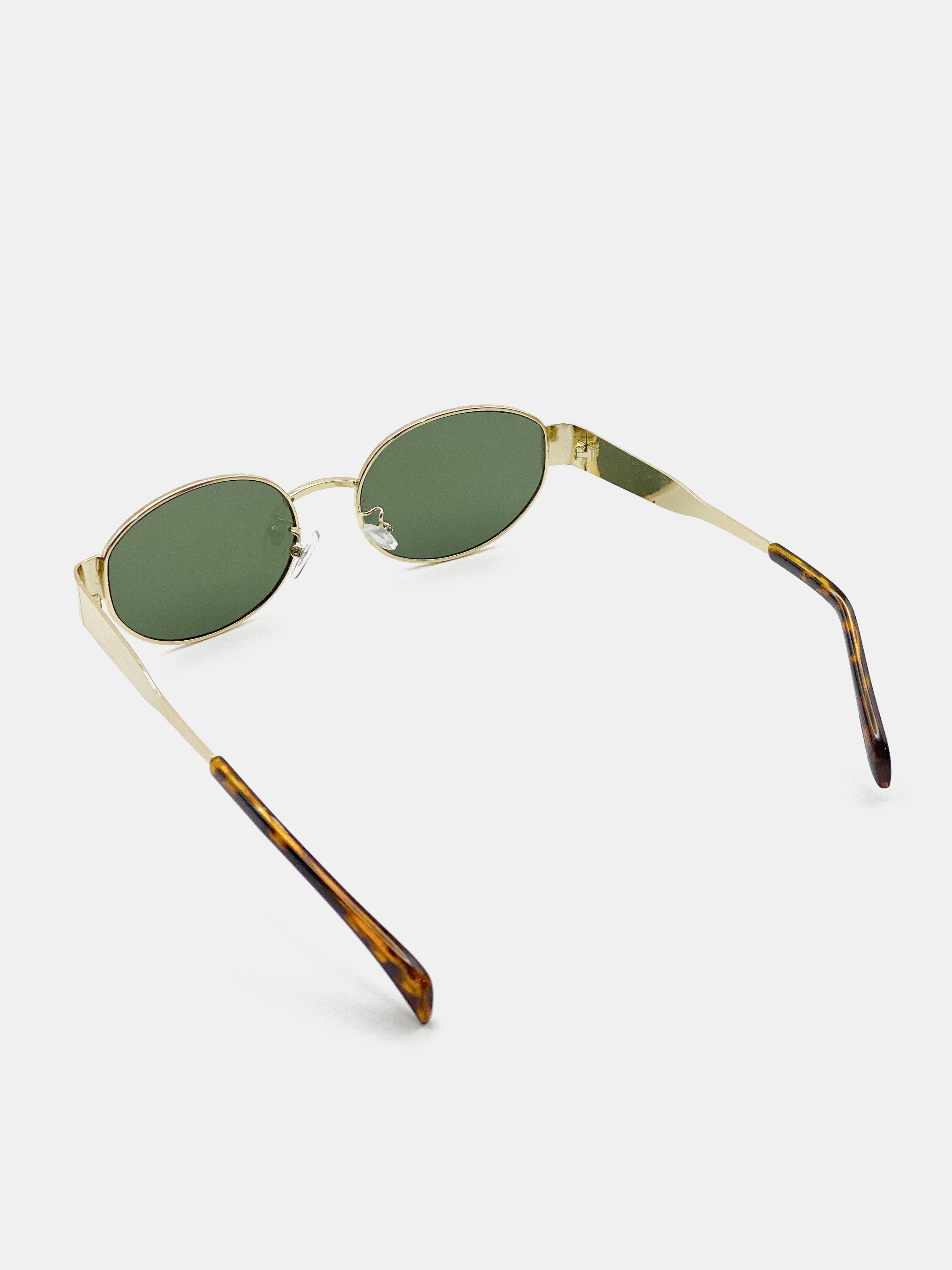 Round Metal Oval Sunglasses - Green