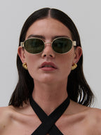 Round Metal Oval Sunglasses - Green