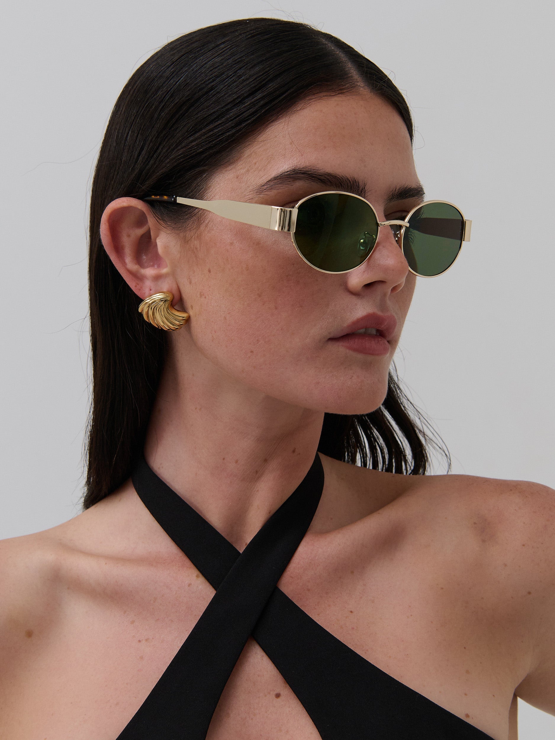 Round Metal Oval Sunglasses - Green
