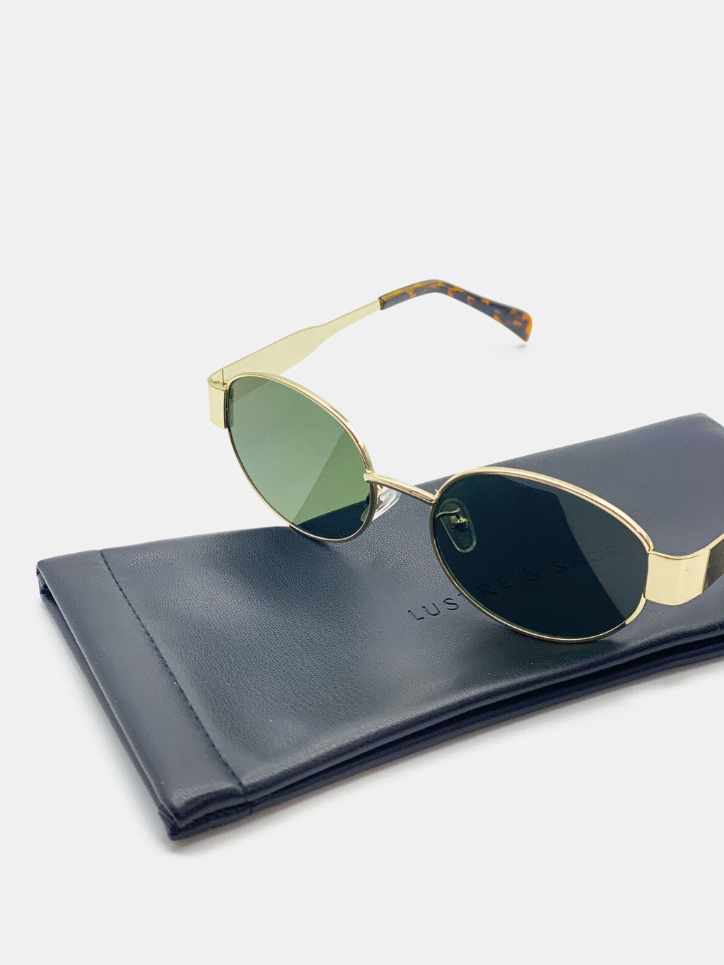 Round Metal Oval Sunglasses - Green