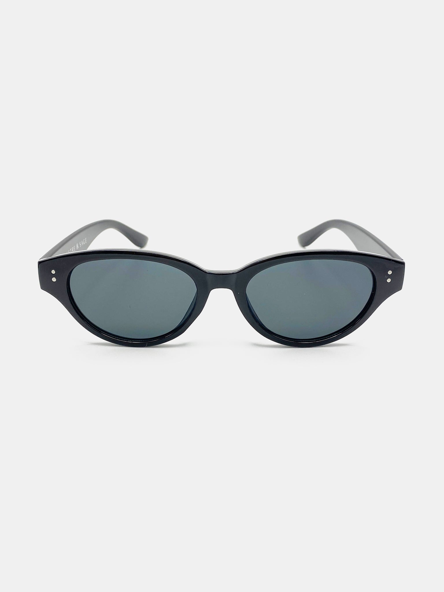 Megan Oval Frame Sunglasses - Black