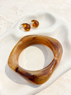 Lara Angular Bangle - Brown
