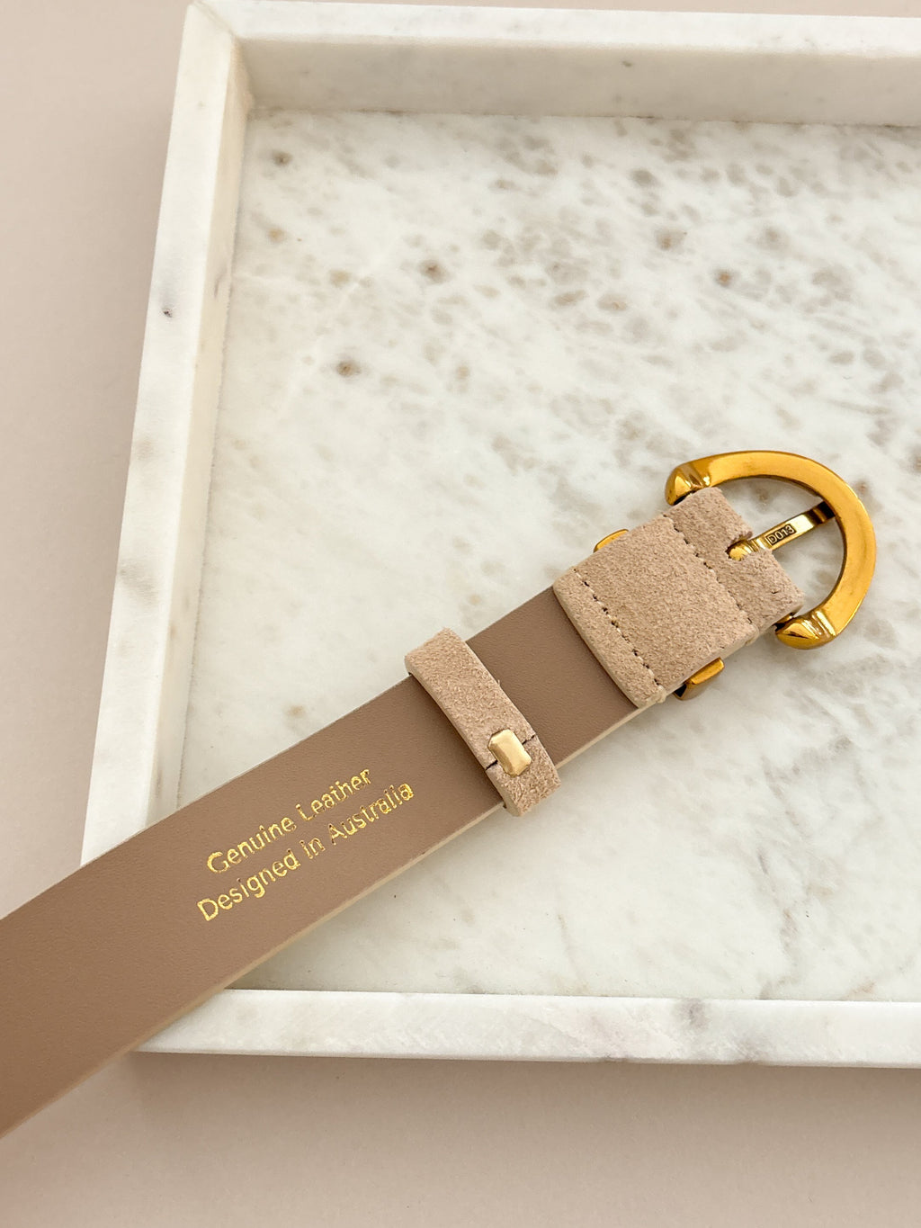 Marlene Suede Buckle Belt - Stone