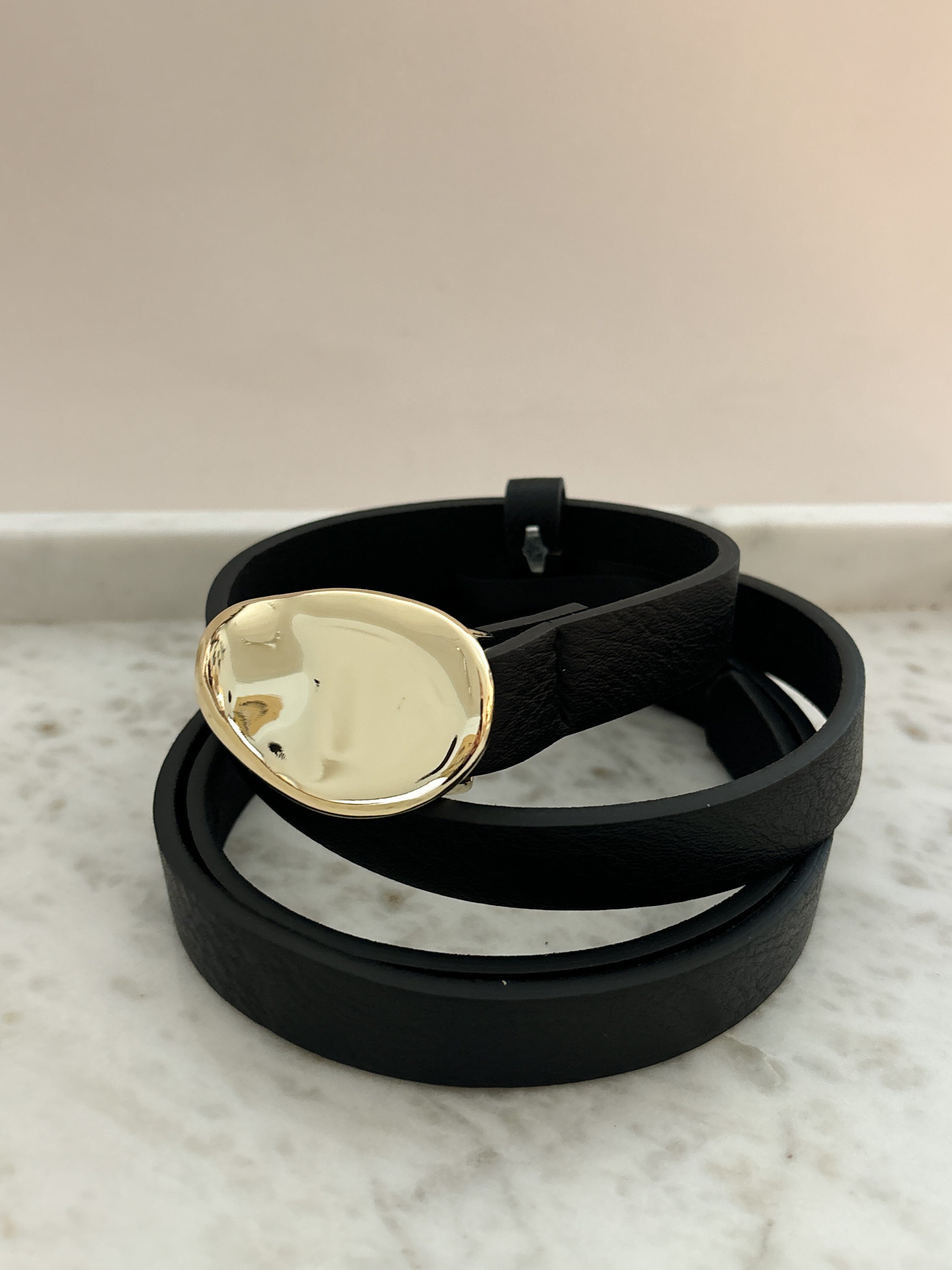 Kayla Pebble Stud Belt - Black
