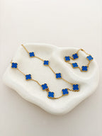 Charlotte Gold Clover Bracelet - Blue