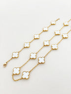 Charlotte Gold Clover Bracelet - White