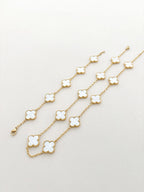 Charlotte Gold Clover Bracelet - White
