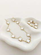 Charlotte Gold Clover Bracelet - White