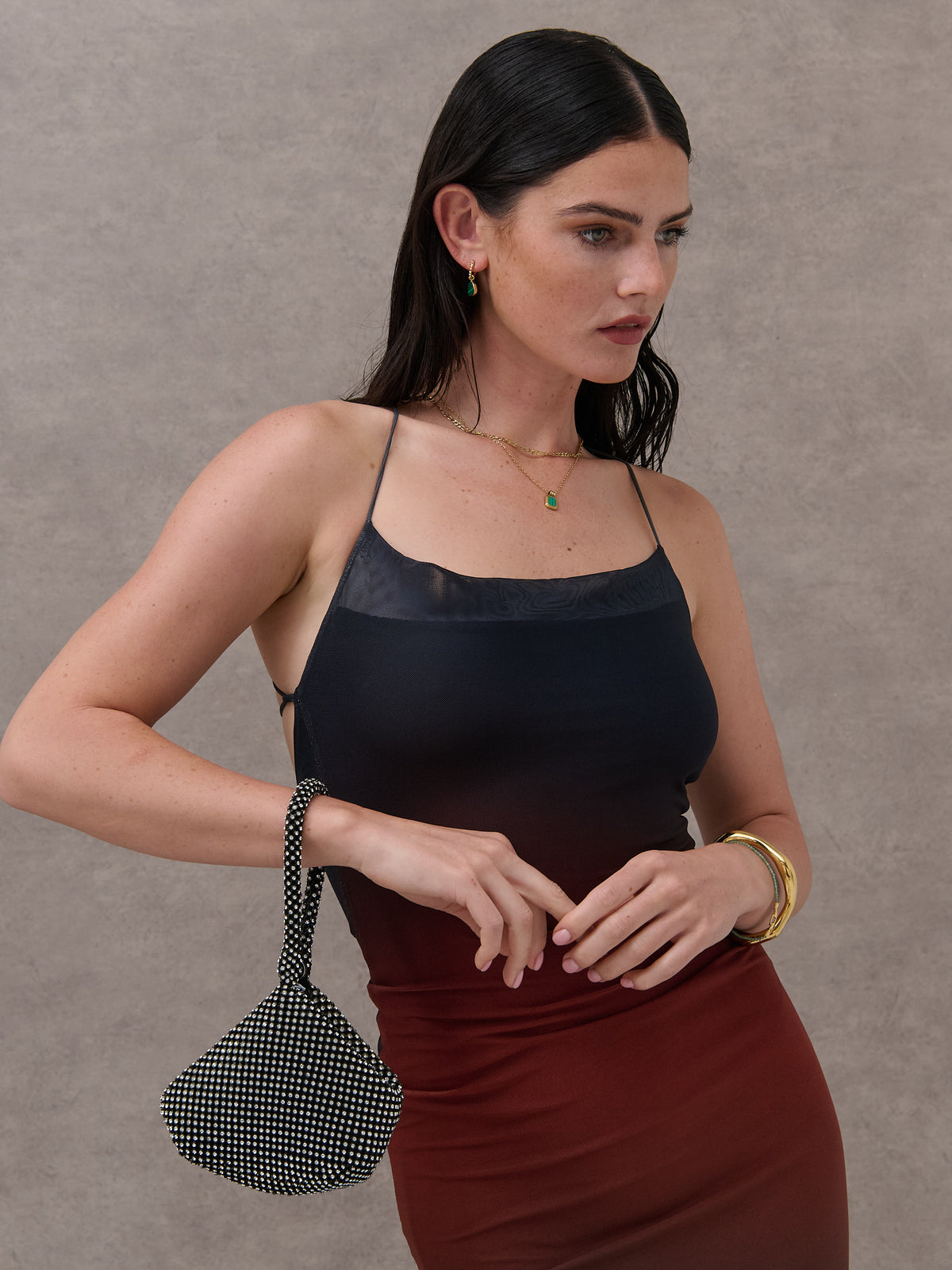 Jada Diamanté Wristlet Bag - Black