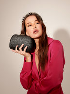 Camden Woven Box Clutch - Black