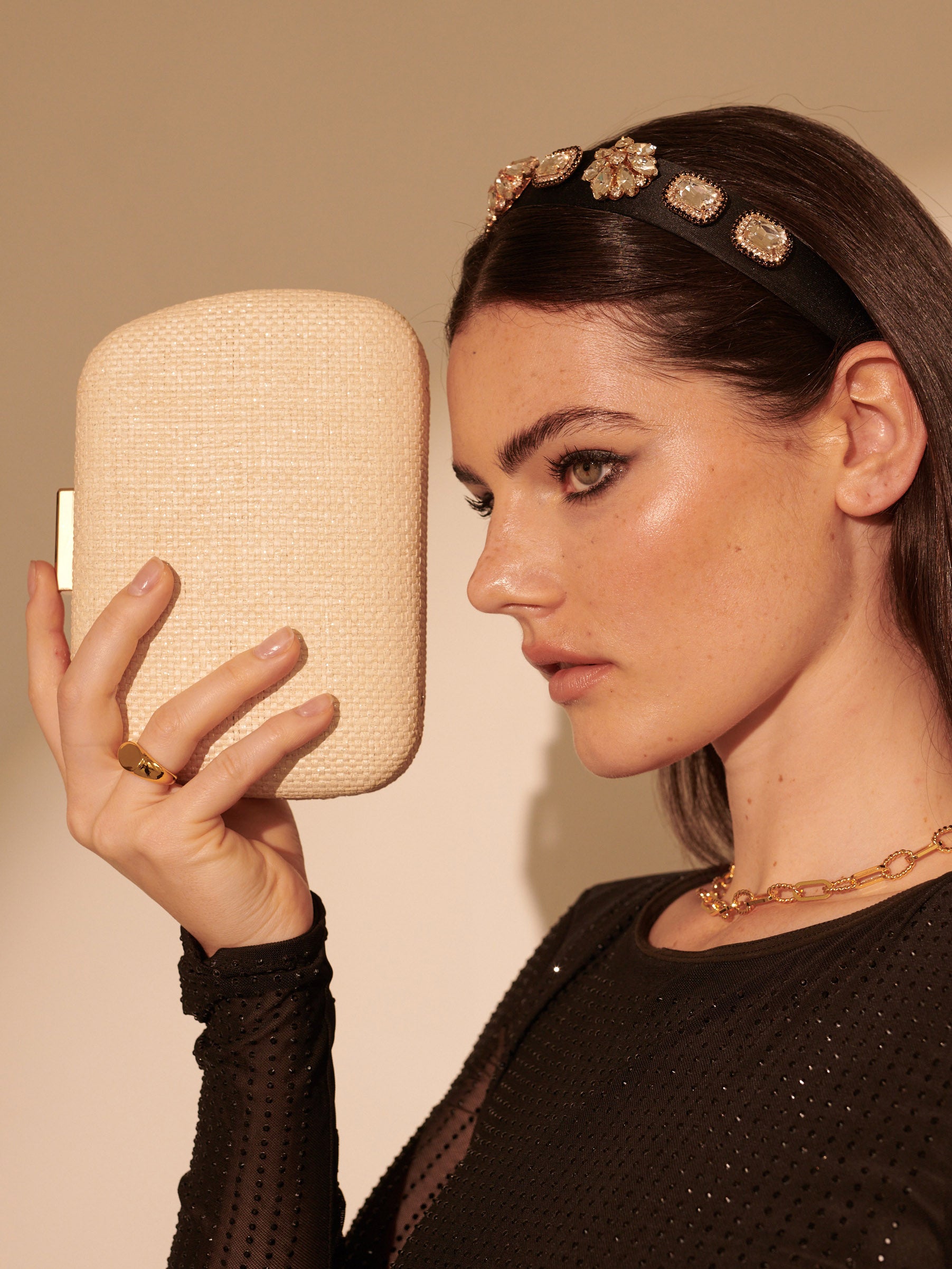 Camden Woven Box Clutch - Ivory
