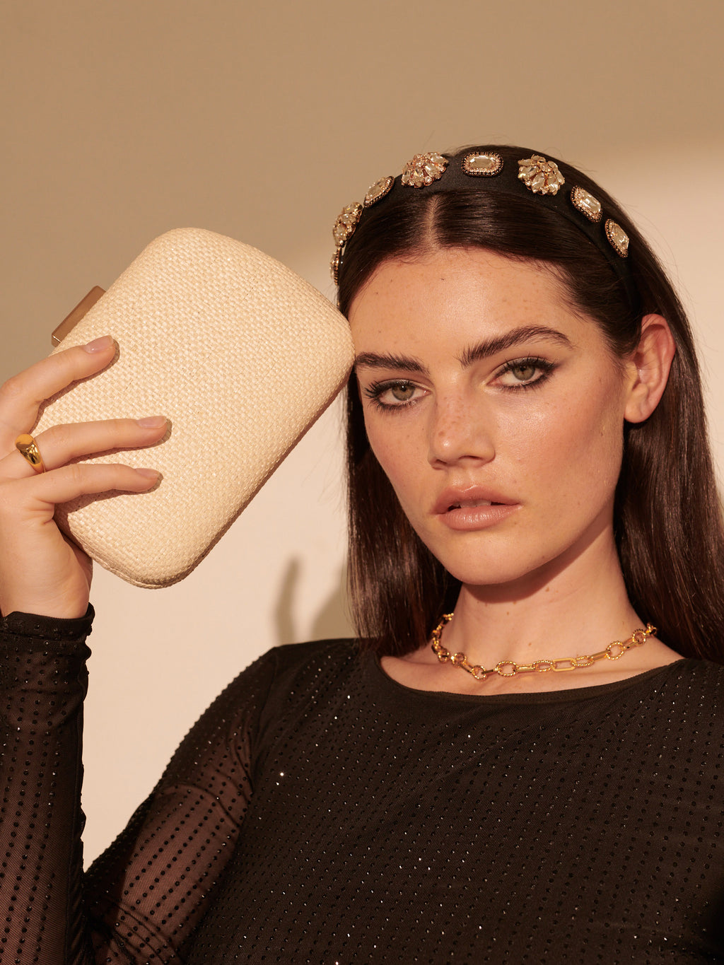 Camden Woven Box Clutch - Ivory