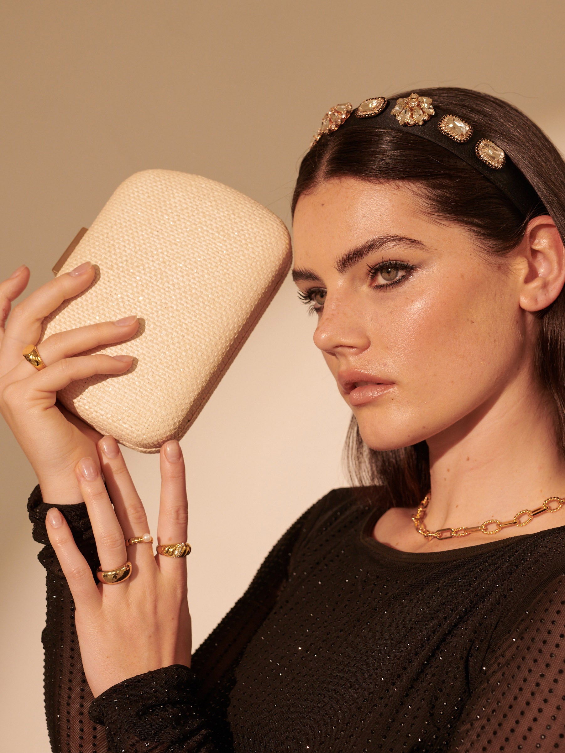 Camden Woven Box Clutch - Ivory