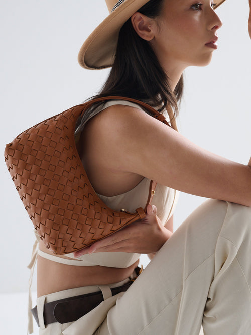 Cleo Woven Handbag - Orange