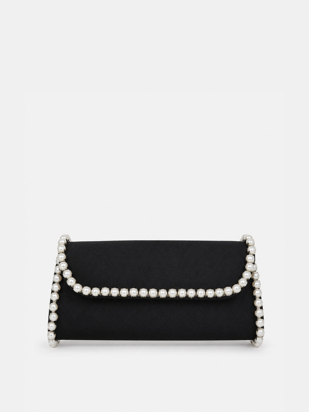 Yvette Pearl Trim Clutch Bag - Black