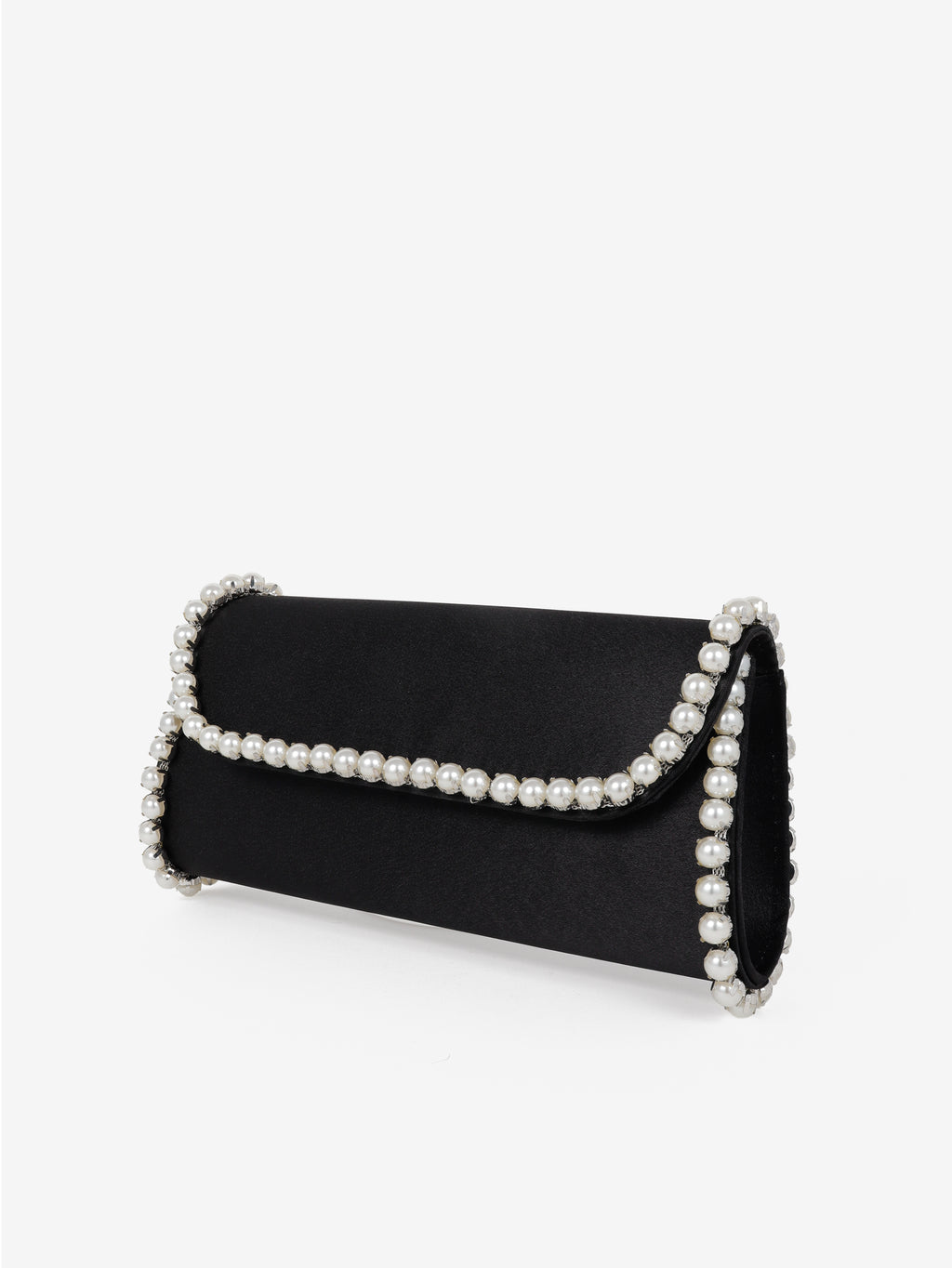 Yvette Pearl Trim Clutch Bag - Black