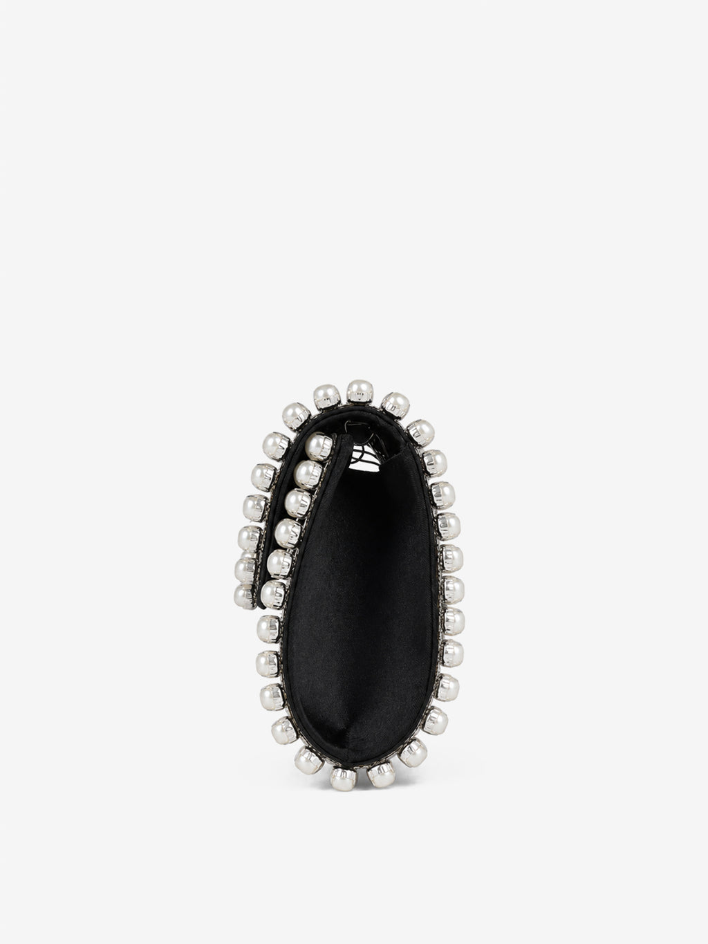 Yvette Pearl Trim Clutch Bag - Black