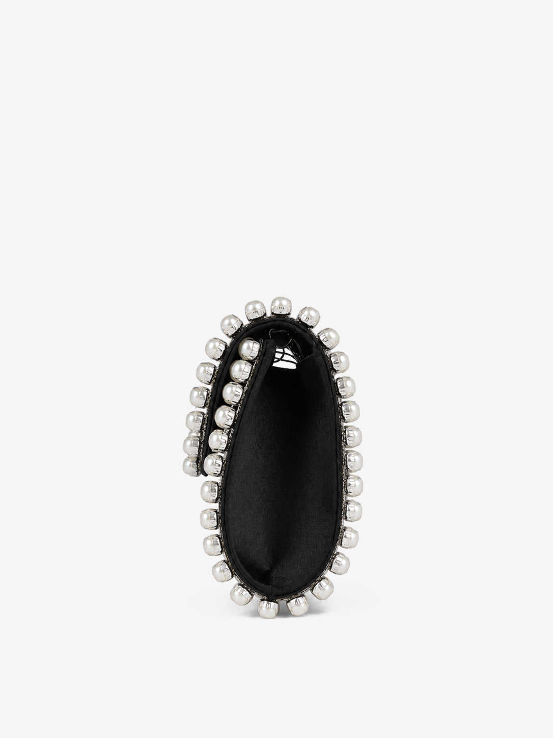 Yvette Pearl Trim Clutch Bag - Black