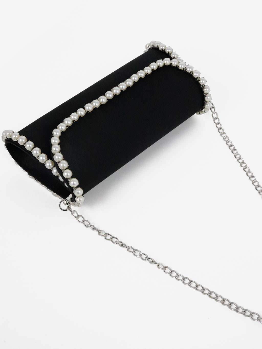 Yvette Pearl Trim Clutch Bag - Black