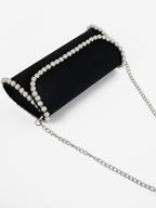 Yvette Pearl Trim Clutch Bag - Black