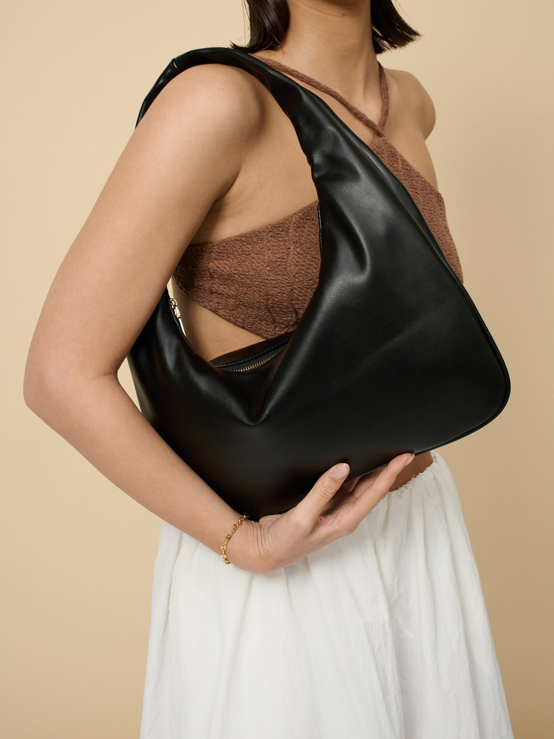 Cromwell Shoulder Hobo Bag in Black