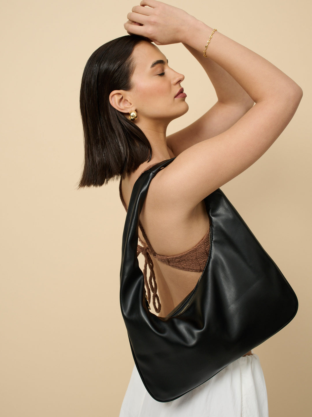 Cromwell Shoulder Hobo Bag in Black