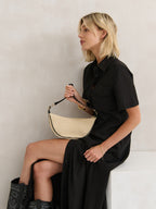 Lenora Banana Straw Bag - Black