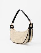 Lenora Banana Straw Bag - Black