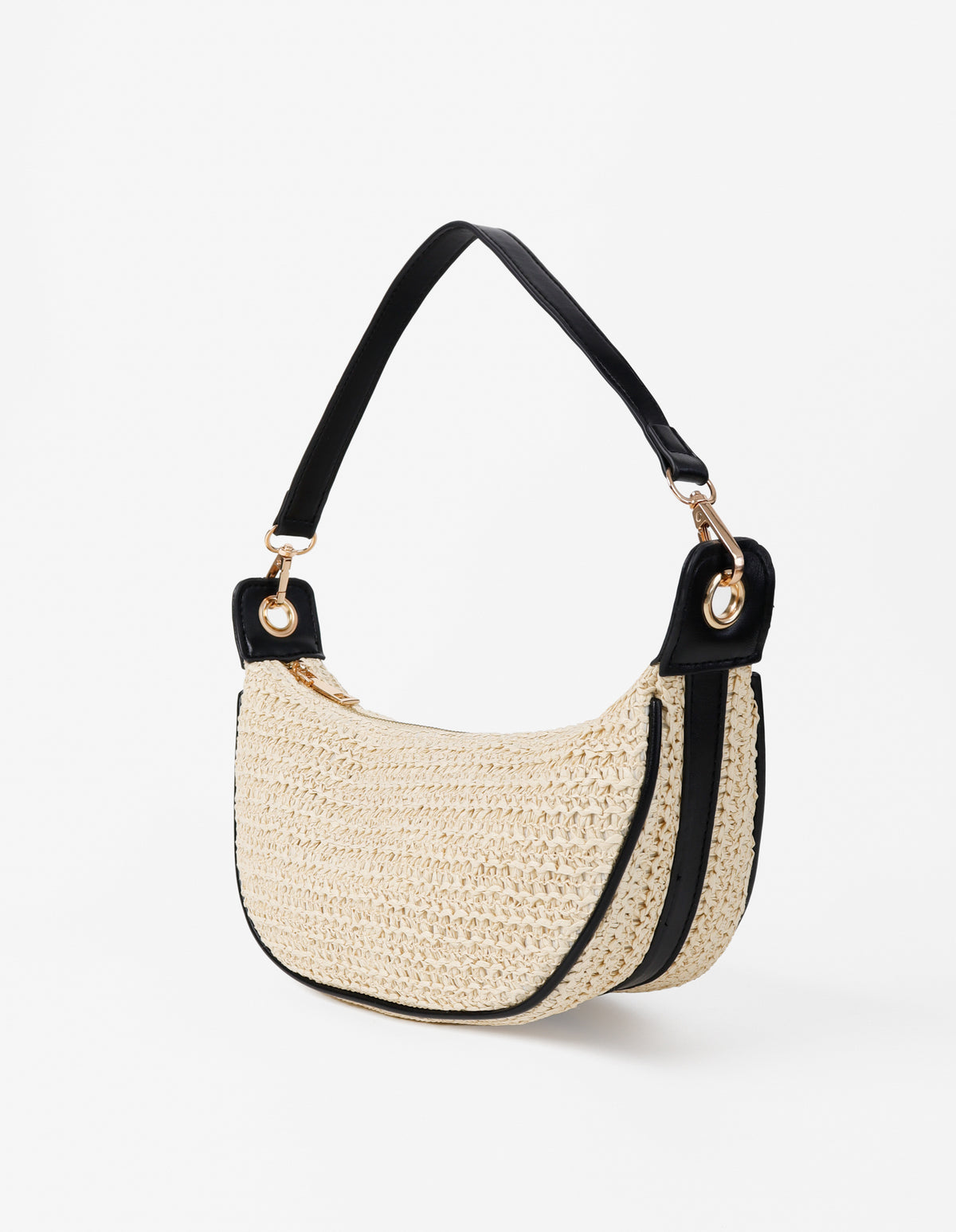 Lenora Banana Straw Bag - Black