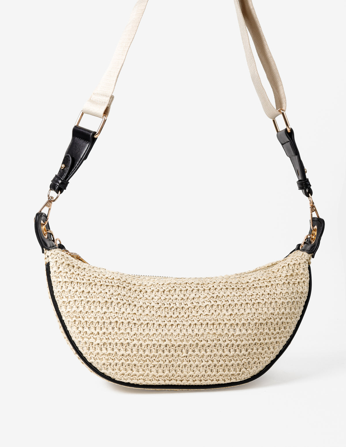 Lenora Banana Straw Bag - Black