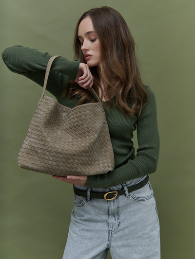 Calla Woven Handbag in Olive