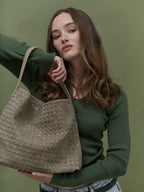 Calla Woven Shoulder Bag - Olive