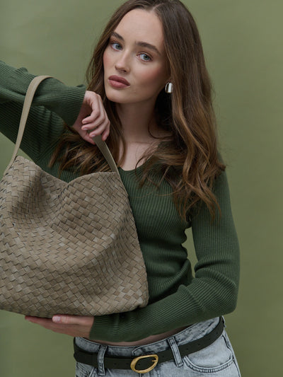 Calla Woven Handbag in Olive