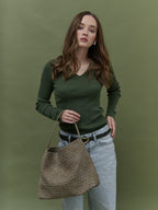 Calla Woven Shoulder Bag - Olive