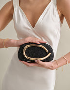 Celina Crystal Statement Clutch Bag - Black