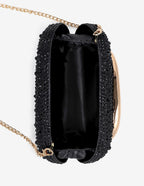 Celina Crystal Statement Clutch Bag - Black