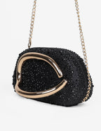 Celina Crystal Statement Clutch Bag - Black