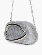 Celina Crystal Statement Clutch Bag - Silver