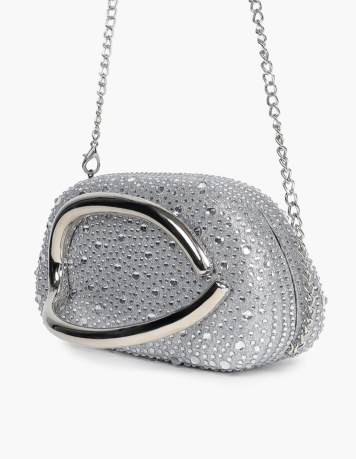 Celina Crystal Statement Clutch Bag - Silver