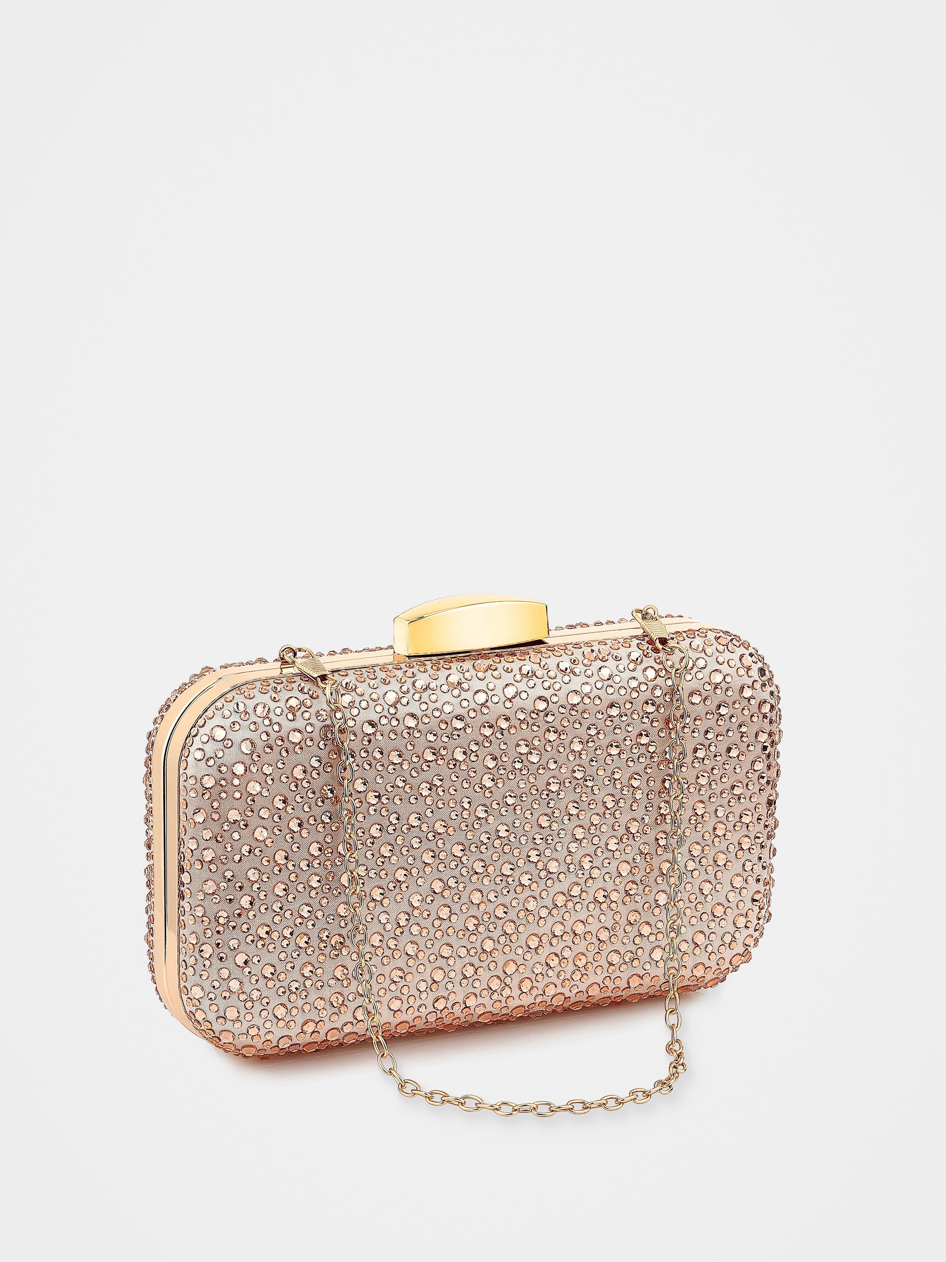 Romie Rhinestone Clutch Bag - Champagne